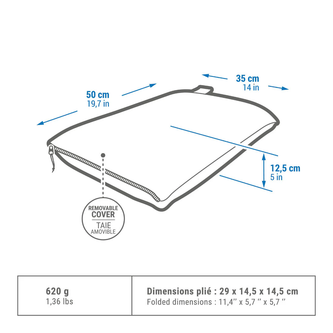 Almohada de viaje ultracompacta algodón Quechua Ultim Comfort - Image 4