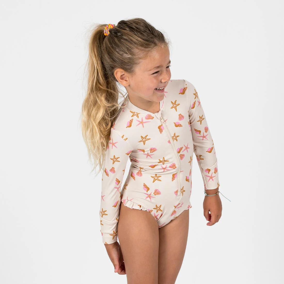Bañador Bebé Niña Manga Larga UPF 50 Izia Shell Blanco - Image 3