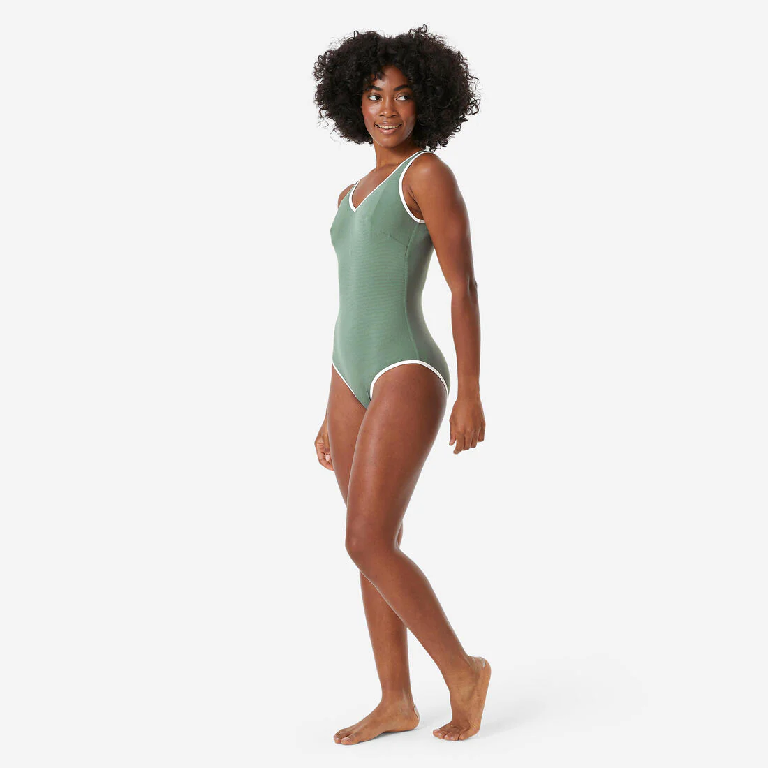 Bañador Natación Virginia Mujer Verde Salvia Brillantina Lurex - Image 3