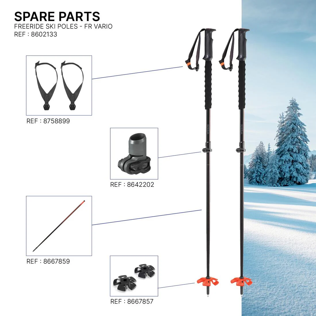Bastones telescópicos de Esquí Freeride Wedze FR VARIO Adulto - Image 9