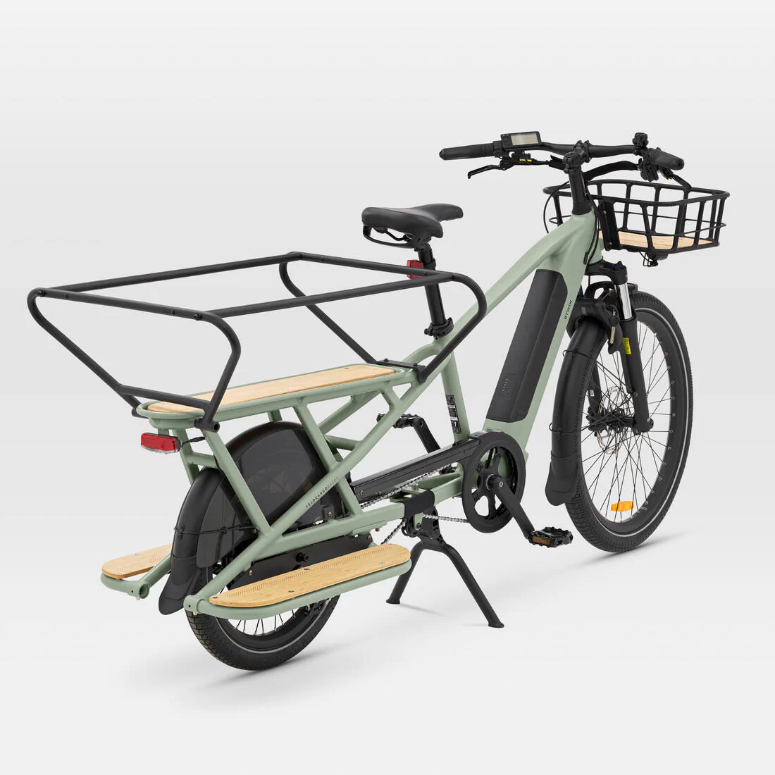 Bicicleta de carga cargobike eléctrica longtail carga trasera R500E Verde Claro - Image 22