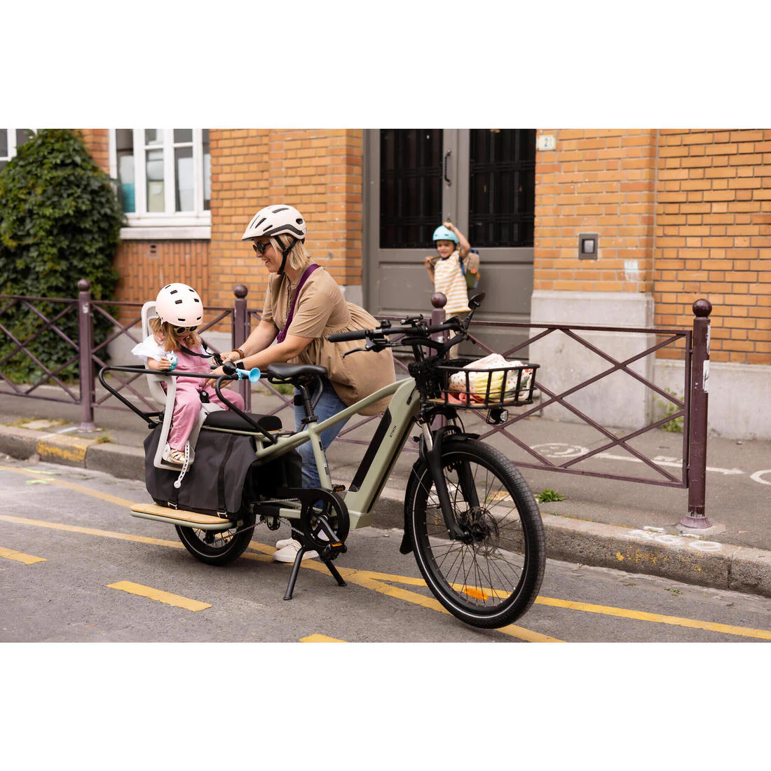 Bicicleta de carga cargobike eléctrica longtail carga trasera R500E Verde Claro - Image 25