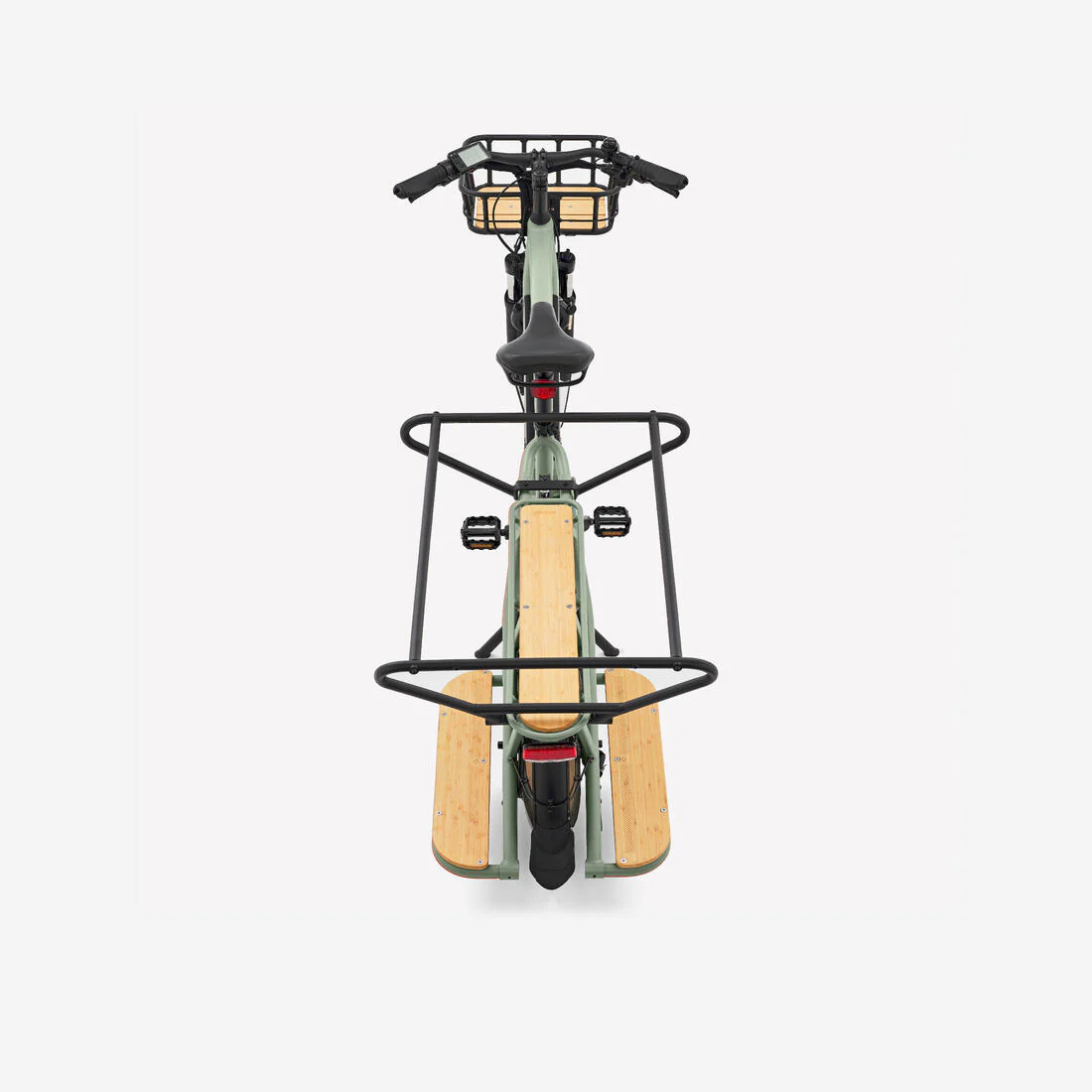 Bicicleta de carga cargobike eléctrica longtail carga trasera R500E Verde Claro - Image 3