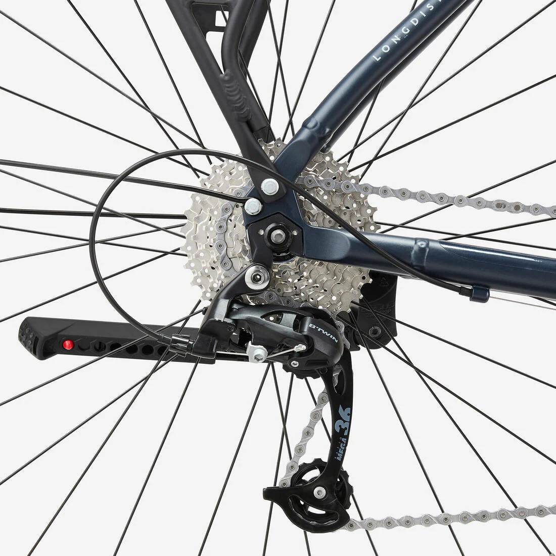 Bicicleta urbana larga distancia aluminio cuadro alto Elops 500 LD azul grisaceo - Image 5