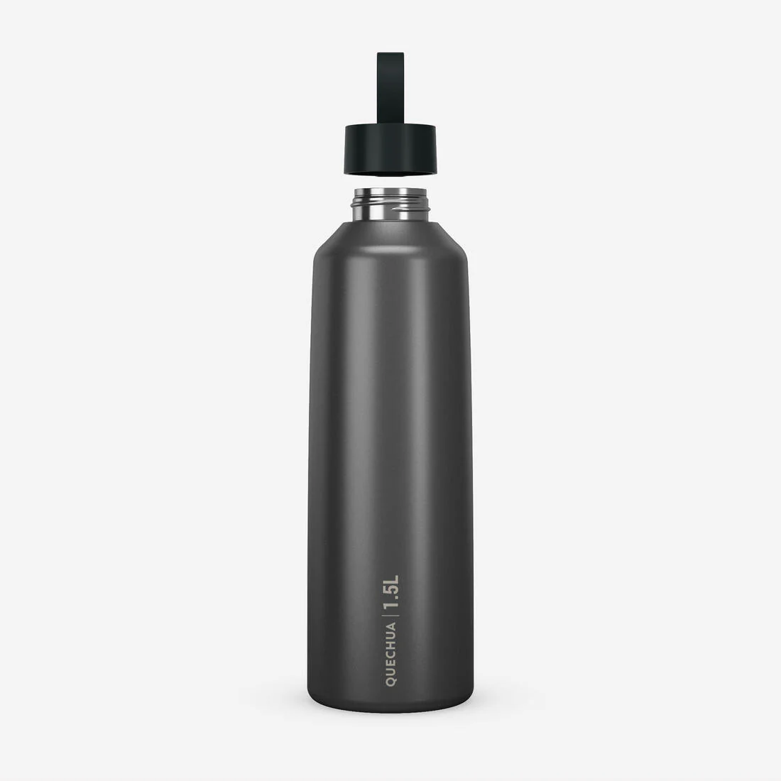 Bidón 100 inox 1,5L con tapón de rosca para senderismo gris - Image 4