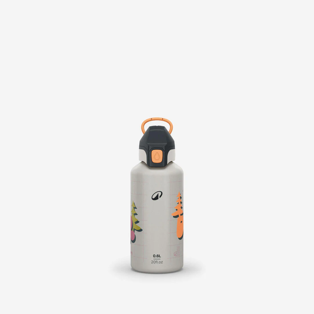 Bidón 500 niños 0,6L aluminio con tapón instantáneo para senderismo - beige