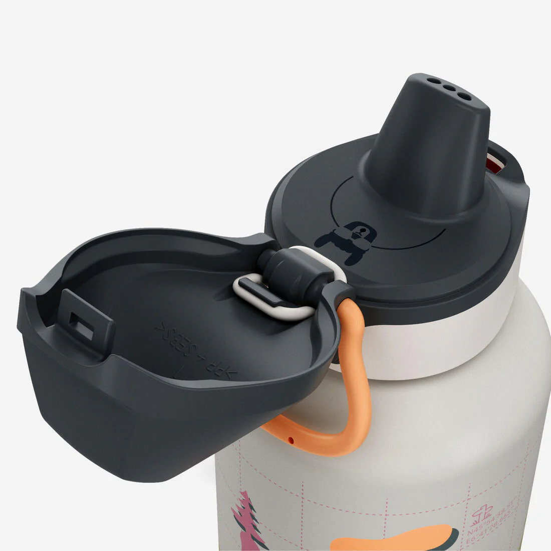 Bidón 500 niños 0,6L aluminio con tapón instantáneo para senderismo - beige - Image 4