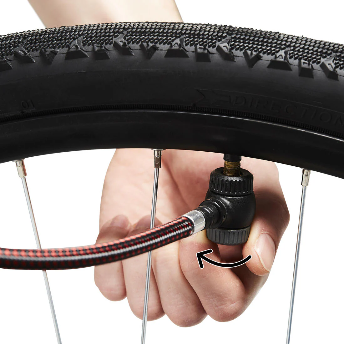 Bomba de aire mano bicicleta doble cabezal Btwin negro - Image 6