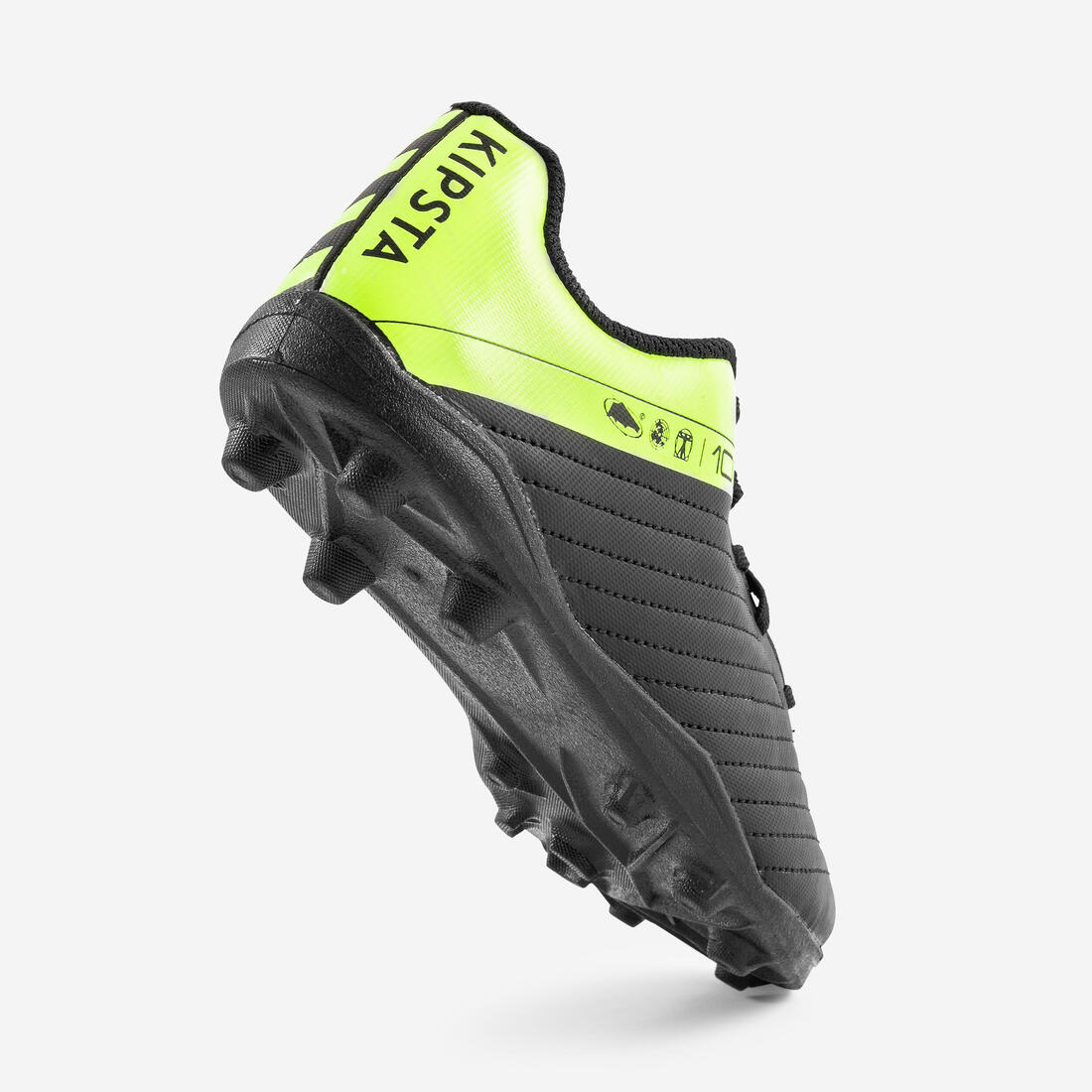 BOTAS DE FÚTBOL NIÑO CON CORDONES 100 AG/FG NEGRO Y AMARILLO - Image 4