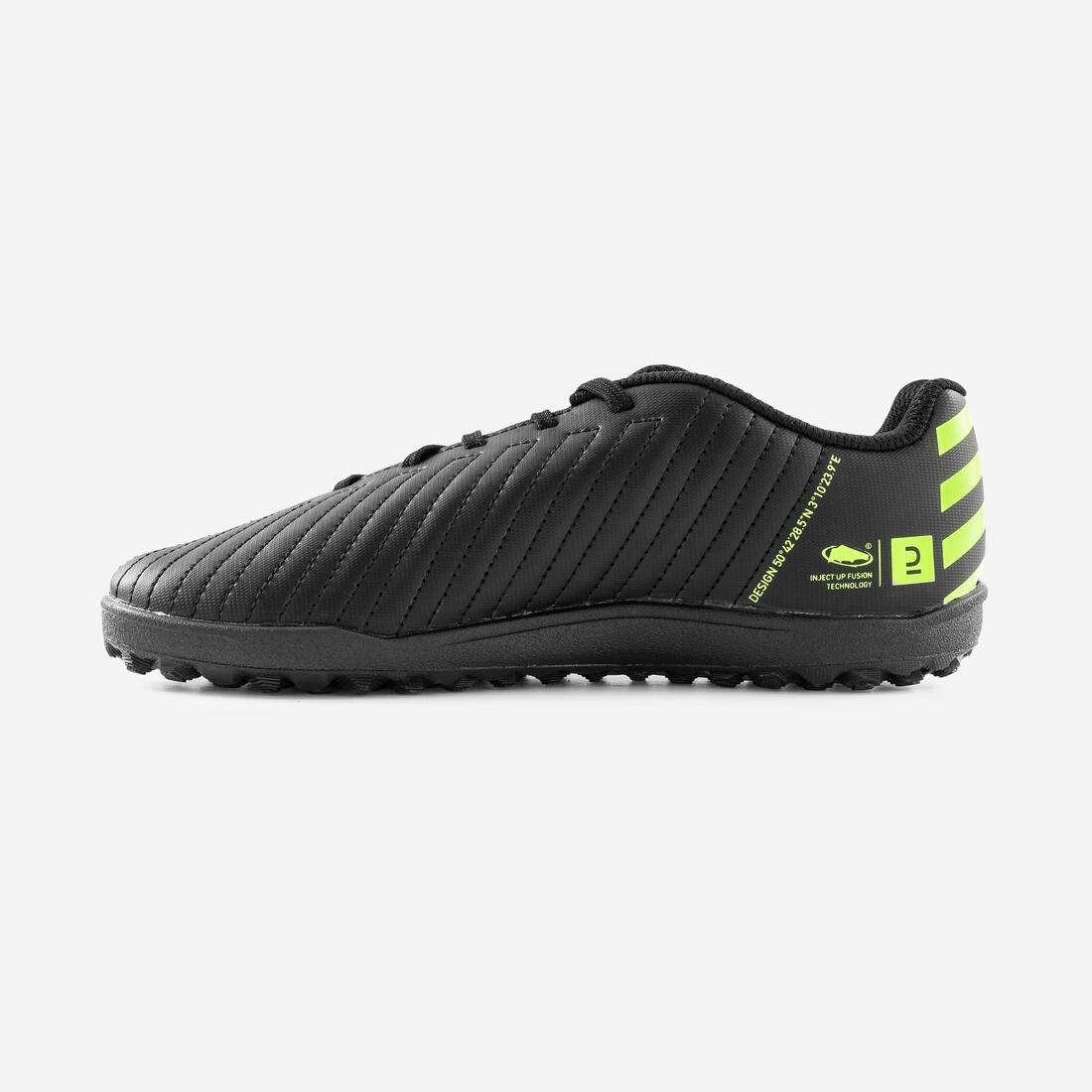 BOTAS DE FÚTBOL NIÑO CON CORDONES 100 TURF TF NEGRO Y AMARILLO - Image 2