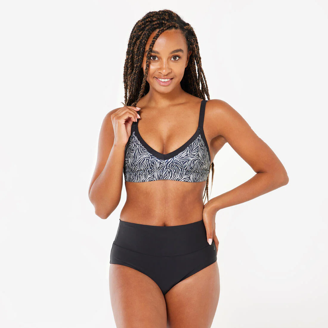 Braga Bikini Natación Eva Mujer Negro Culotte Talle Alto - Image 2