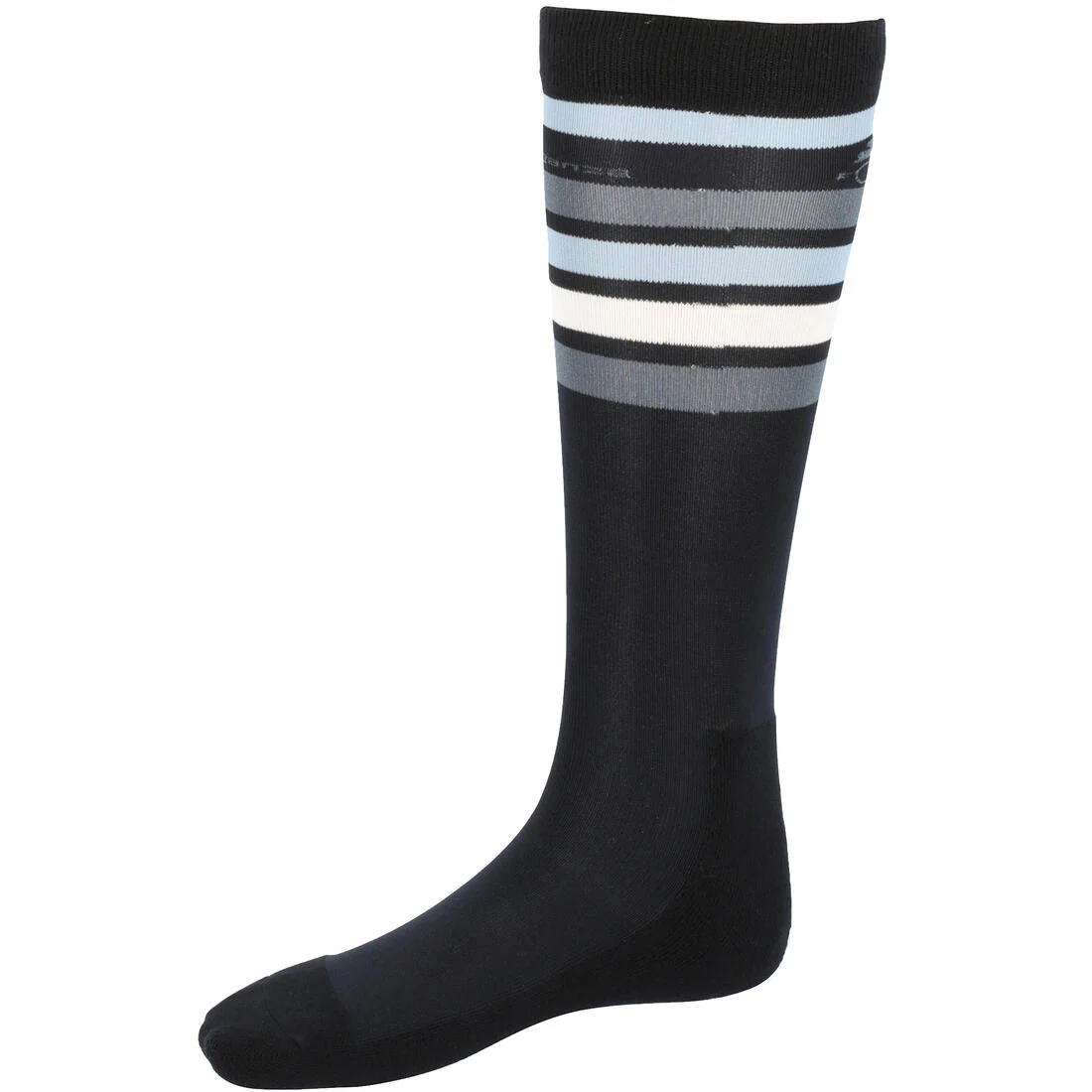 Calcetines Equitación Fouganza 100 Adulto Negro Rayas Blancas y Grises - Image 2