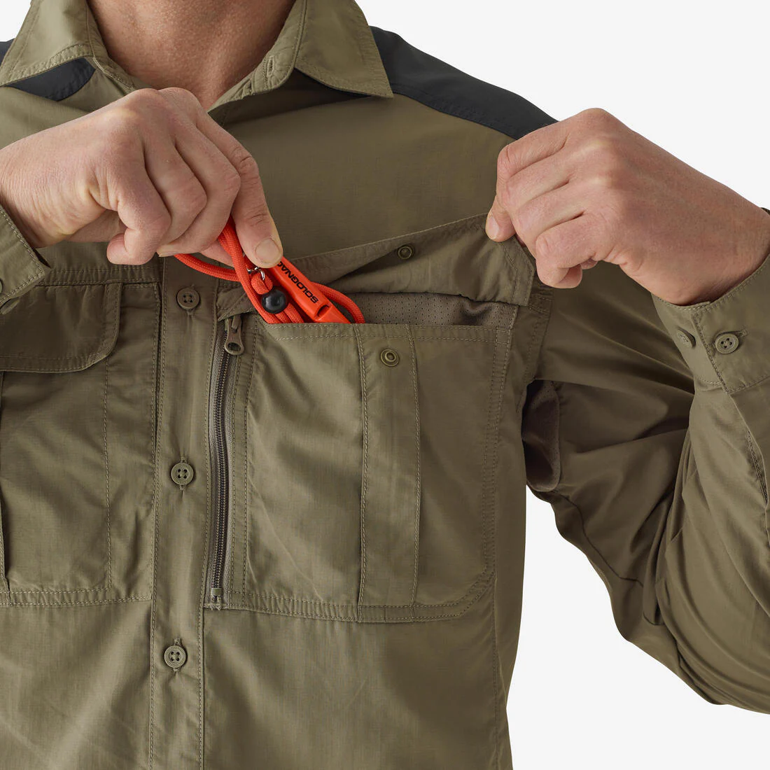 Camisa Manga Larga Hombre Caza Solognac 520 Transpirable Ligera Verde - Image 4
