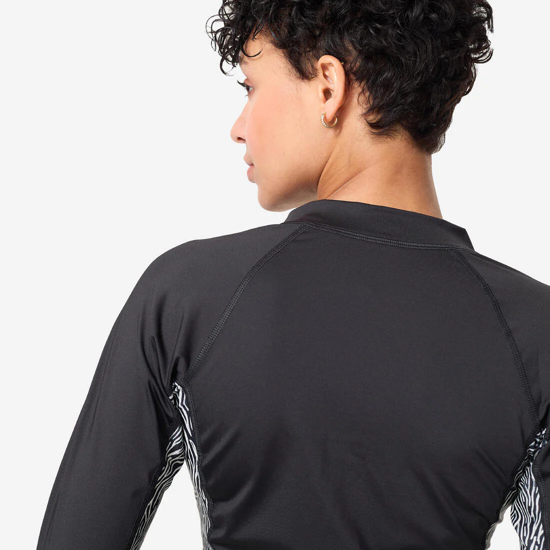 Camiseta Aquagym Aquabike Phoebe Mujer Negro Manga Larga Cremallera - Image 8