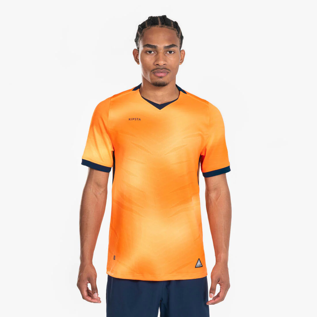 Camiseta de fútbol CLR adulto manga corta Naranja y azul marino