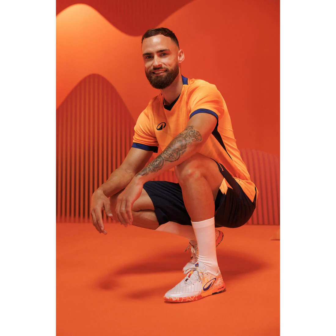 Camiseta de fútbol CLR adulto manga corta Naranja y azul marino - Image 11