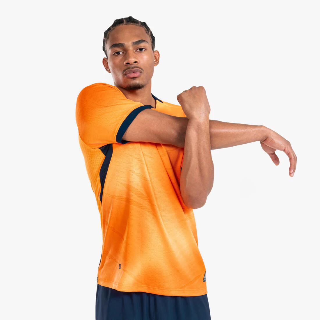 Camiseta de fútbol CLR adulto manga corta Naranja y azul marino - Image 3