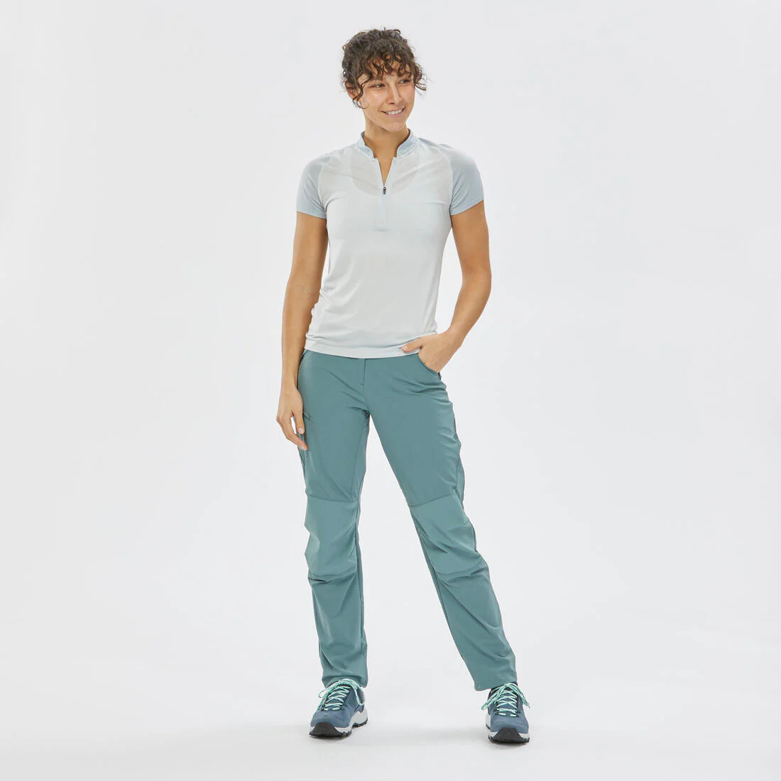 Camiseta de montaña y trekking Mujer con cremallera Quechua FH900 - Image 7