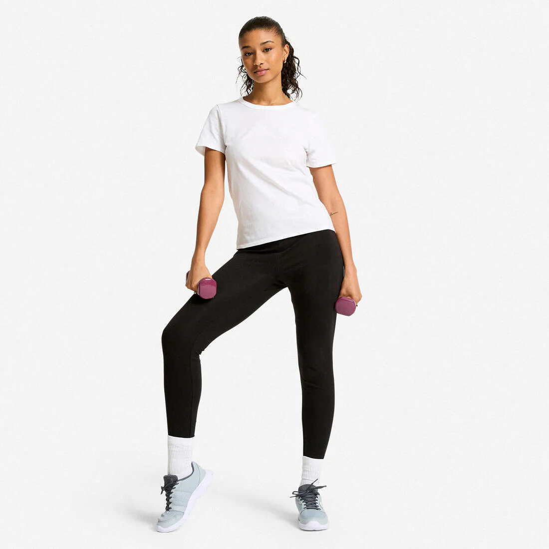 Camiseta Fitness 100 Mujer Blanco Glaciar - Image 3