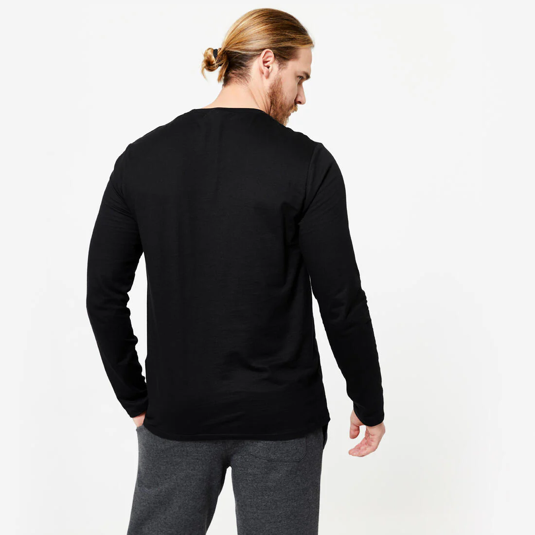 Camiseta manga larga fitness 100% algodón Hombre Domyos - Image 8