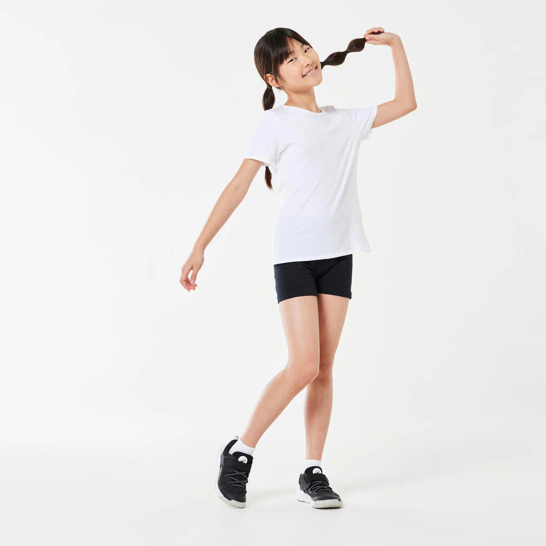 Camiseta gimnasia manga corta básica 100% algodón Niños Domyos 100 blanco - Image 2
