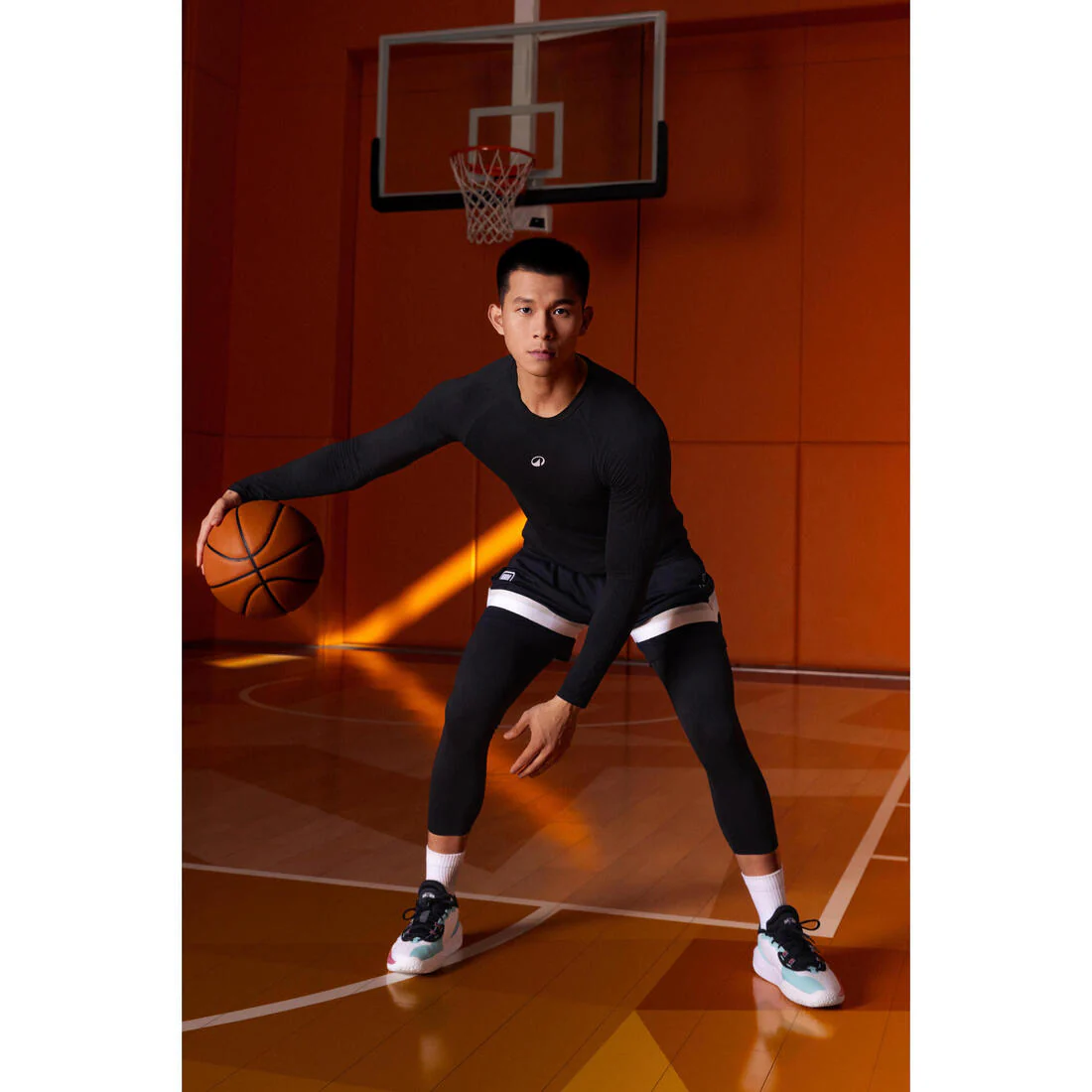 Camiseta interior de baloncesto NBA sin costuras de manga larga hombre/mujer, 900 negro - Image 10