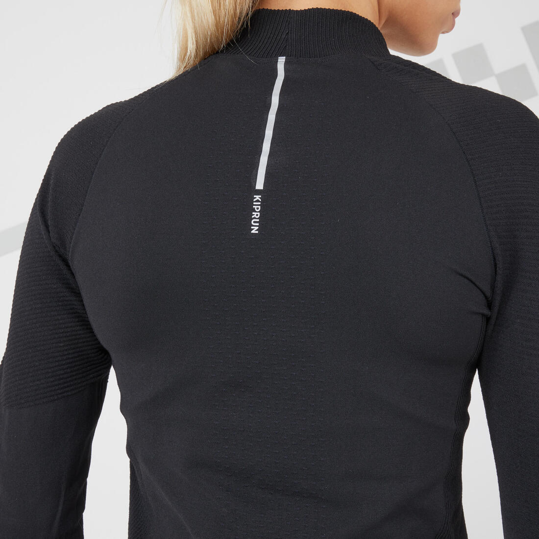 Camiseta running manga larga sin costuras Mujer Kiprun Skincare negro - Image 4
