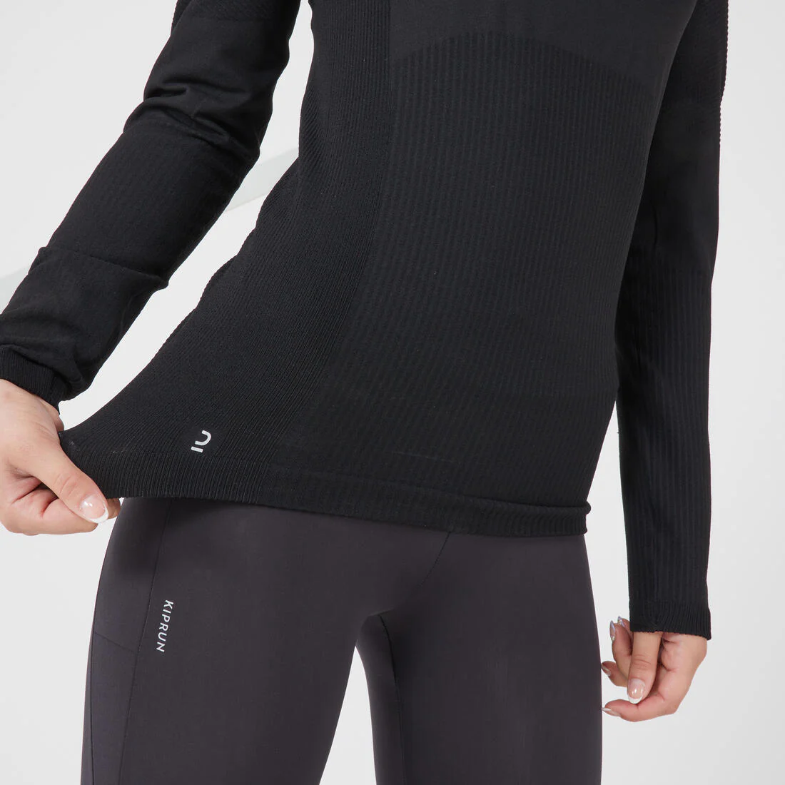 Camiseta running manga larga sin costuras Mujer Kiprun Skincare negro - Image 6