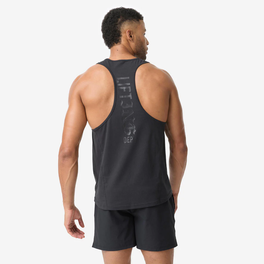 Camiseta sin mangas Fitness 58% algodón Hombre negra - Image 4