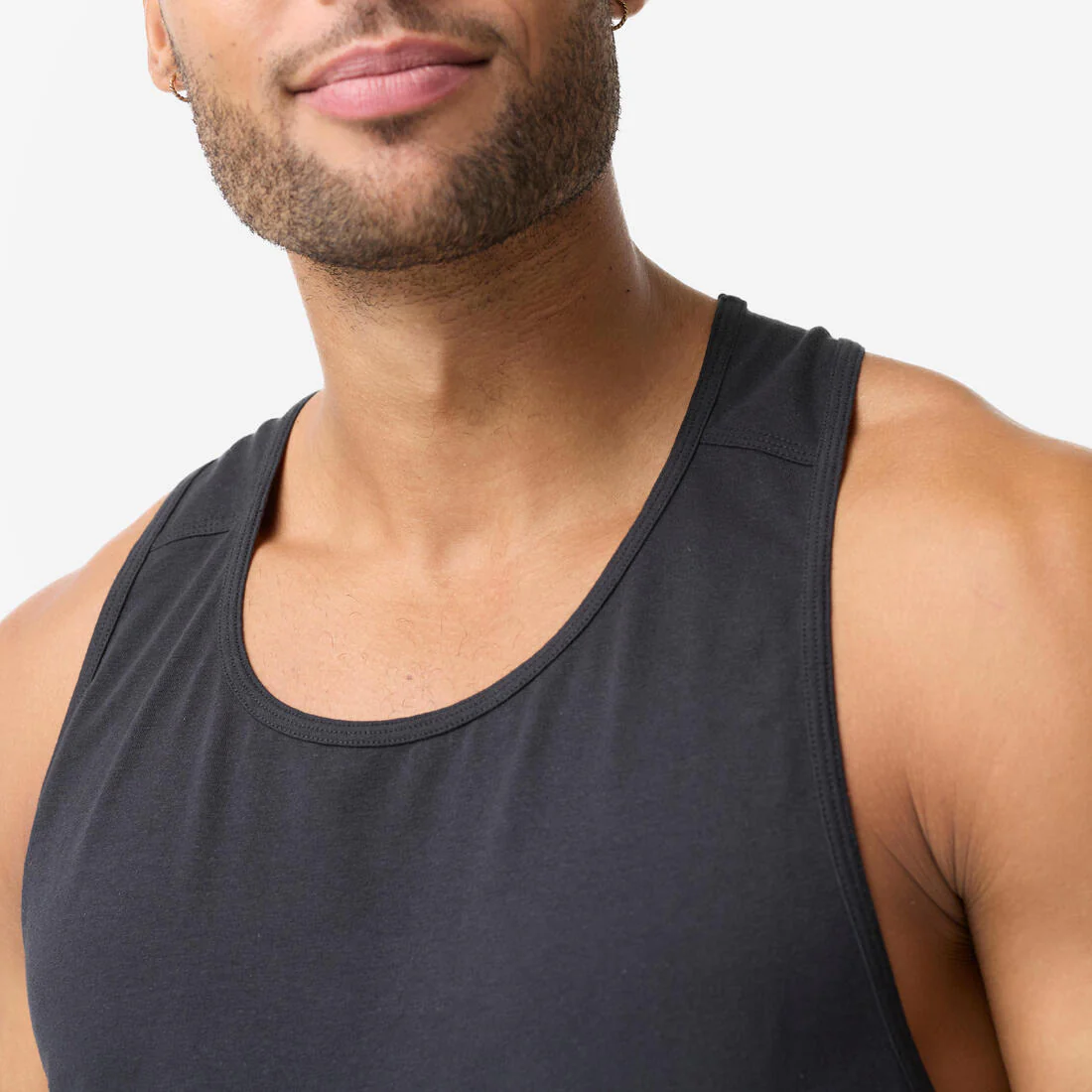 Camiseta sin mangas Fitness 58% algodón Hombre negra - Image 5
