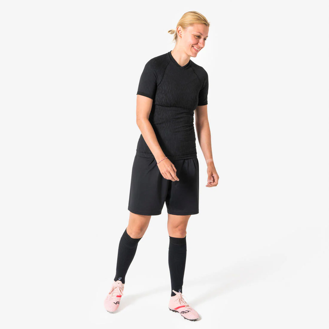 Camiseta térmica de fútbol manga corta adulto negro keepdry 500 - Image 7