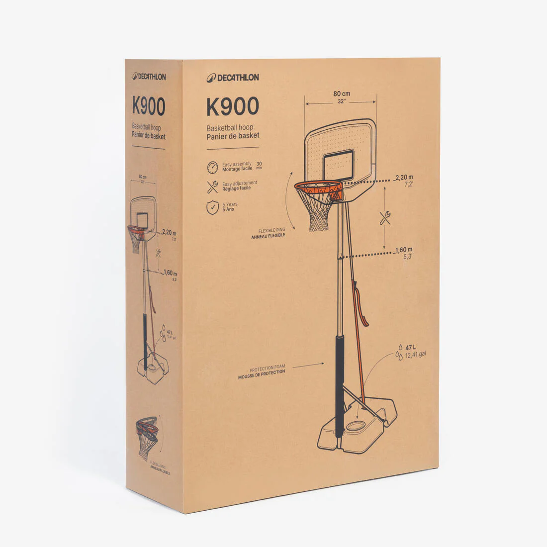 Canasta de baloncesto infantil con soporte para mates ajustable hasta 2,20 m, K900 - Image 5
