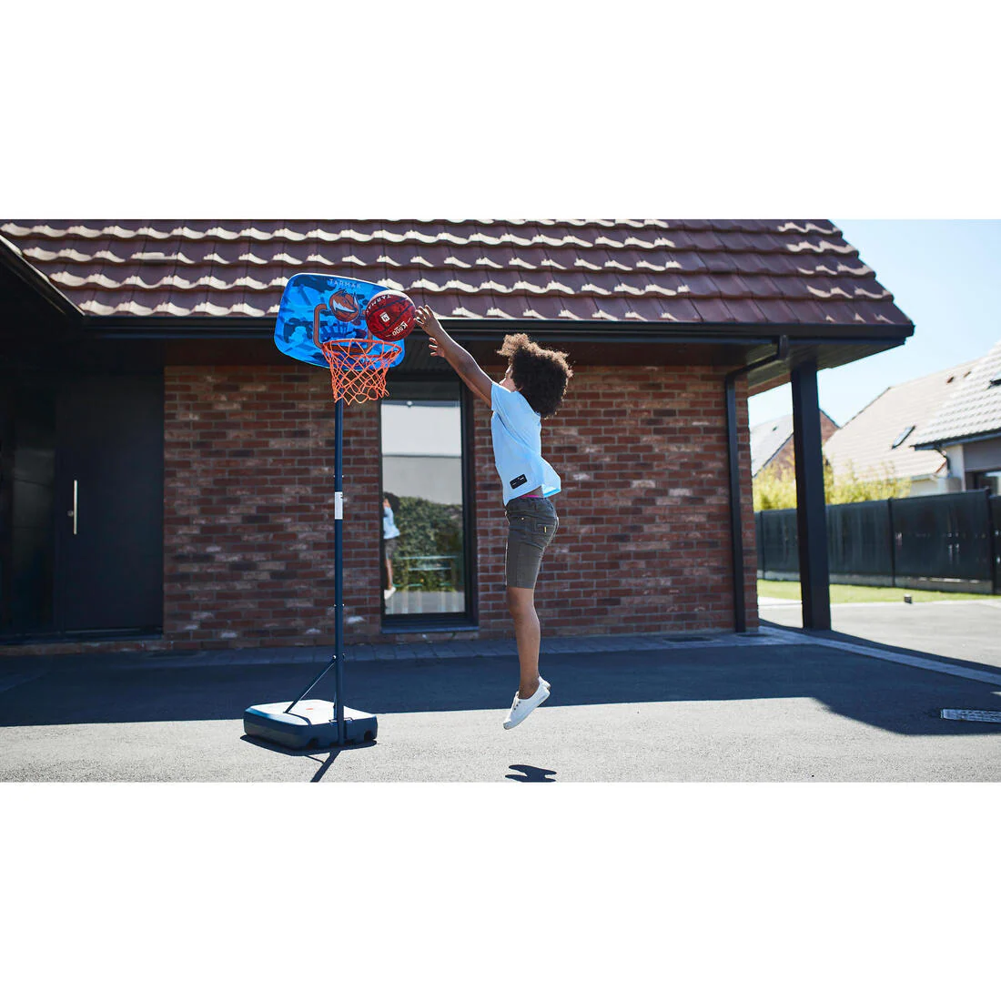 Canasta de baloncesto niño ajustable con pie de 1,30 - 1,60m - K500 Aniball azul - Image 16