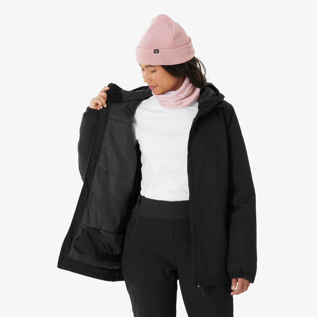 Chaqueta de esquí y snowboard cálida e impermeable mujer, 100 negro - Image 7