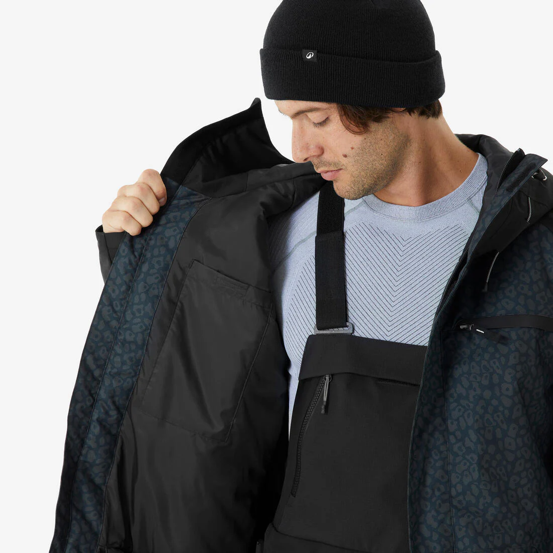 Chaqueta de esquí y snowboard larga y cálida hombre, 500 long negro - Image 7