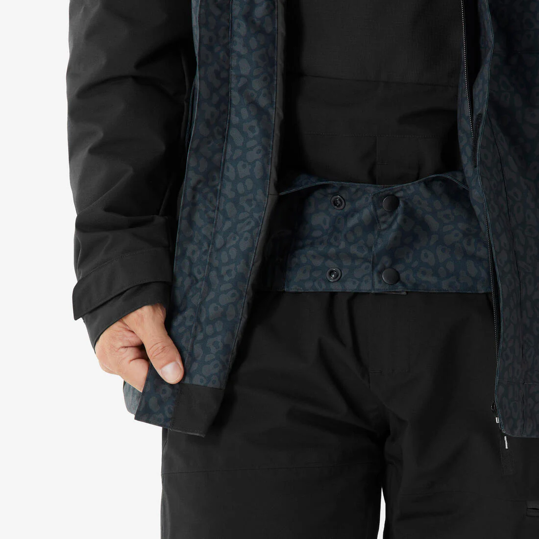 Chaqueta de esquí y snowboard larga y cálida hombre, 500 long negro - Image 8
