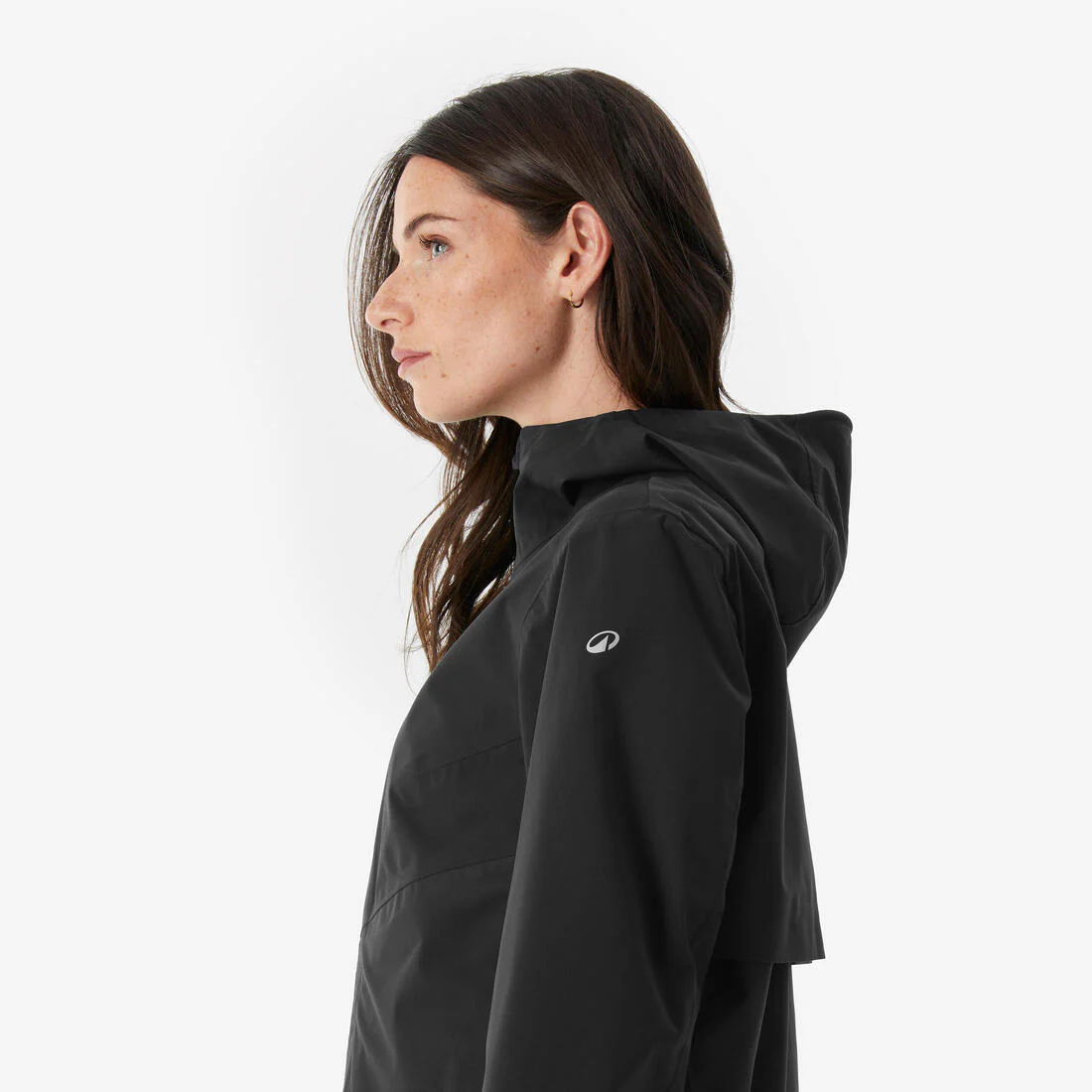 Chaqueta impermeable de montaña y trekking ligera larga mujer MH100 negro - Image 10
