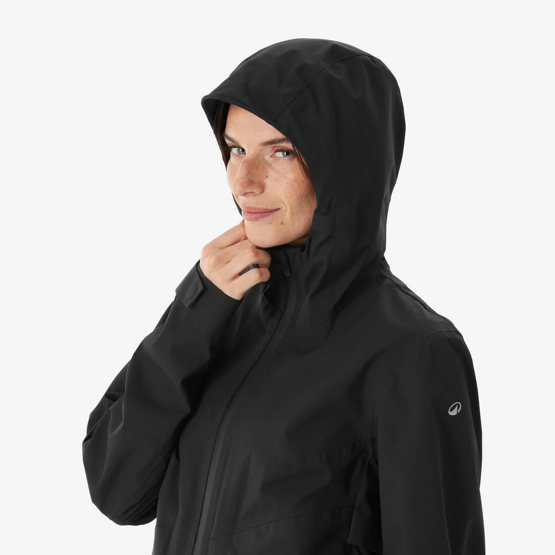 Chaqueta impermeable de montaña y trekking ligera larga mujer MH100 negro - Image 11