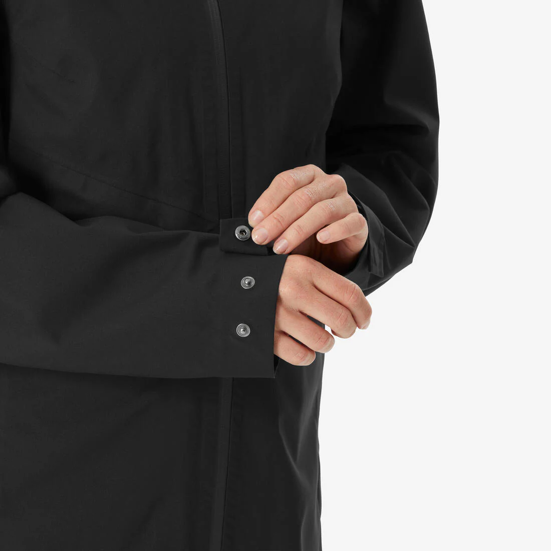 Chaqueta impermeable de montaña y trekking ligera larga mujer MH100 negro - Image 5