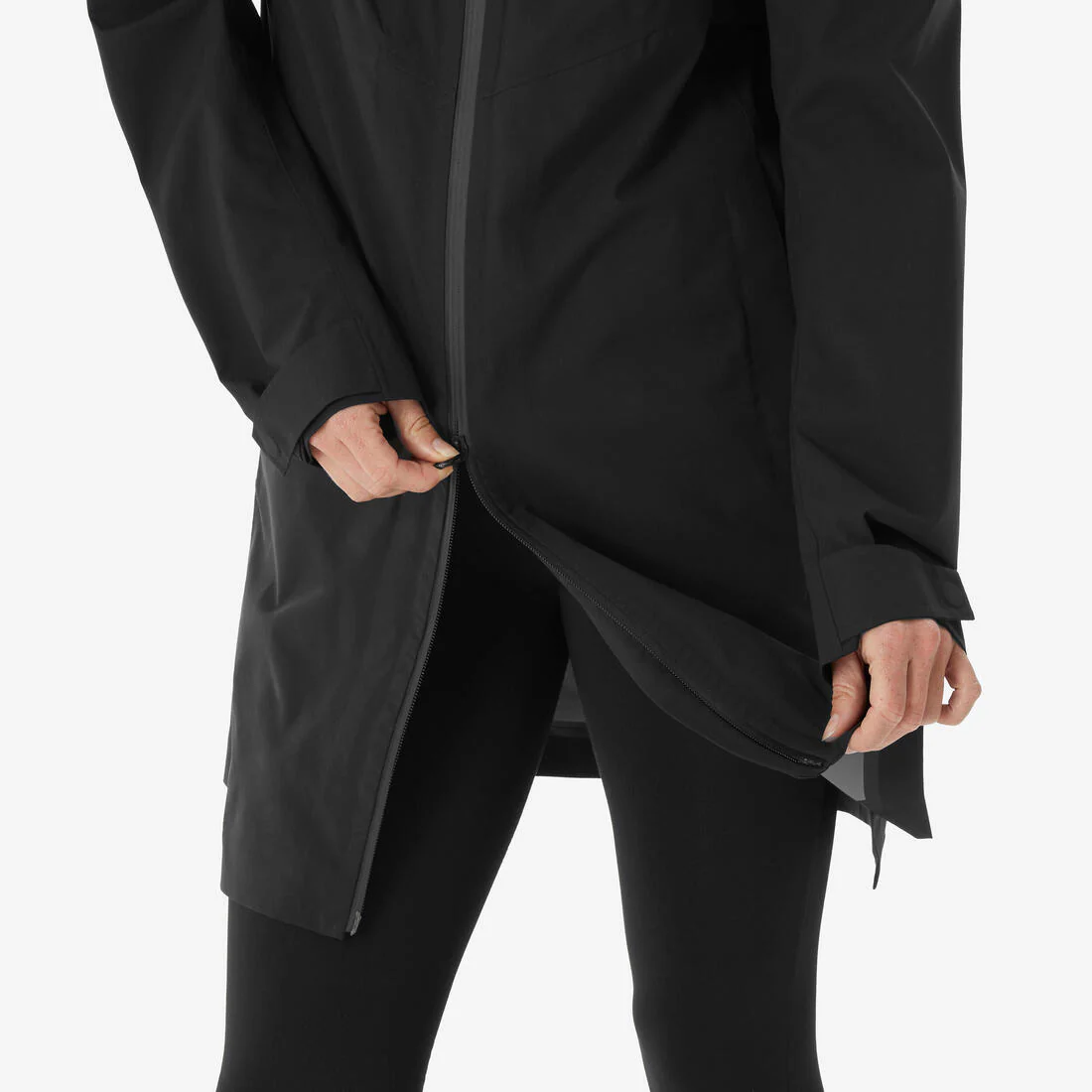 Chaqueta impermeable de montaña y trekking ligera larga mujer MH100 negro - Image 6