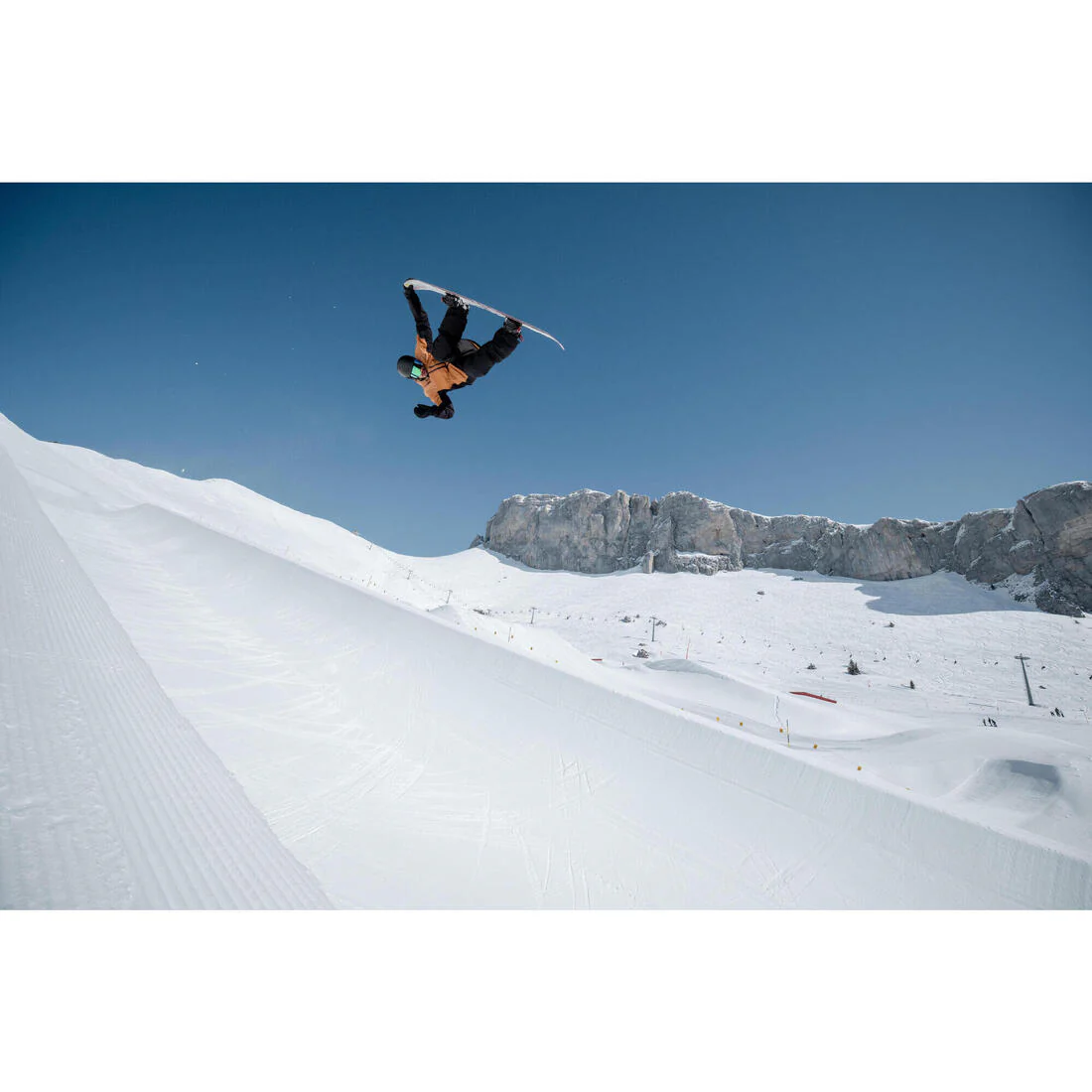 Chaqueta snowboard cálida y resistente hombre, SNB 500 ziprotect camel y negro - Image 11
