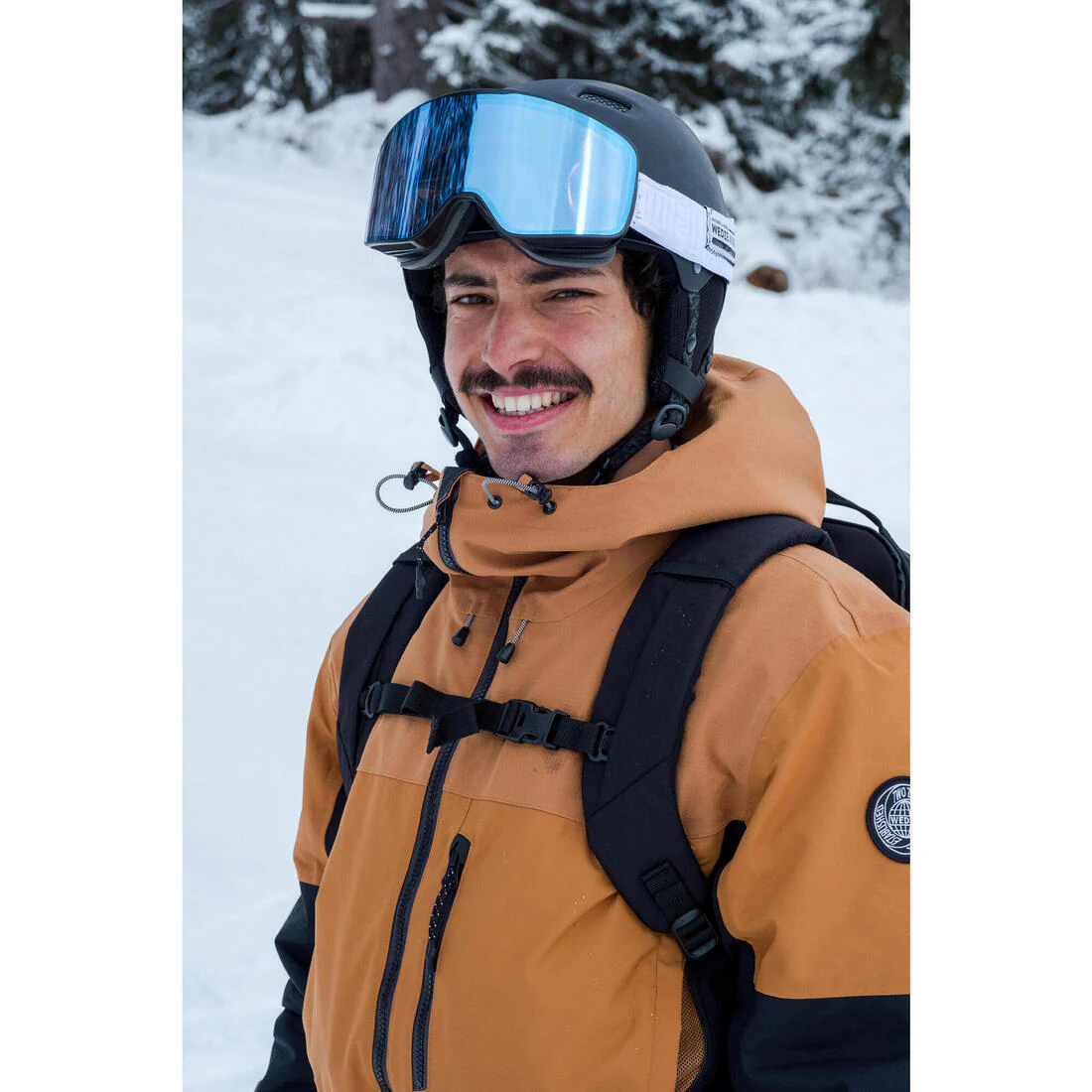 Chaqueta snowboard cálida y resistente hombre, SNB 500 ziprotect camel y negro - Image 12