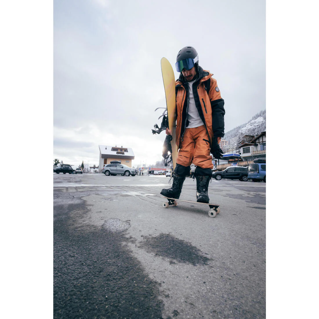 Chaqueta snowboard cálida y resistente hombre, SNB 500 ziprotect camel y negro - Image 13