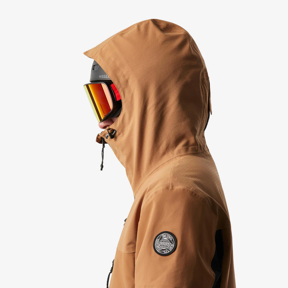 Chaqueta snowboard cálida y resistente hombre, SNB 500 ziprotect camel y negro - Image 5