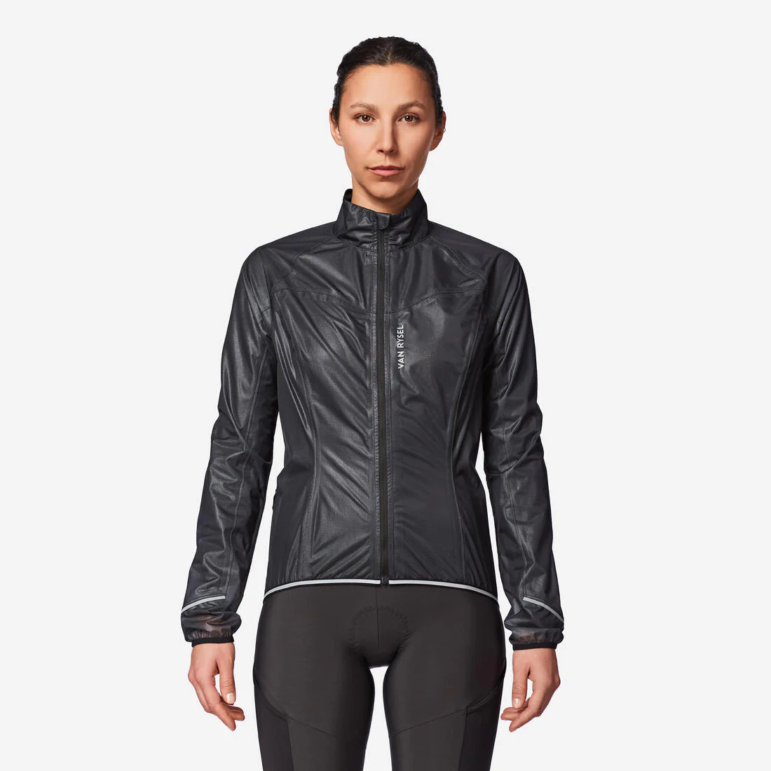 Chubasquero ciclismo mujer Van Rysel Ultralight negro