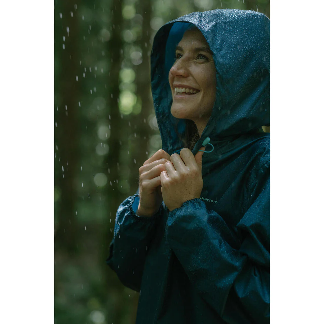 Chubasquero de montaña y trekking media cremallera Mujer Quechua Raincut - Image 10