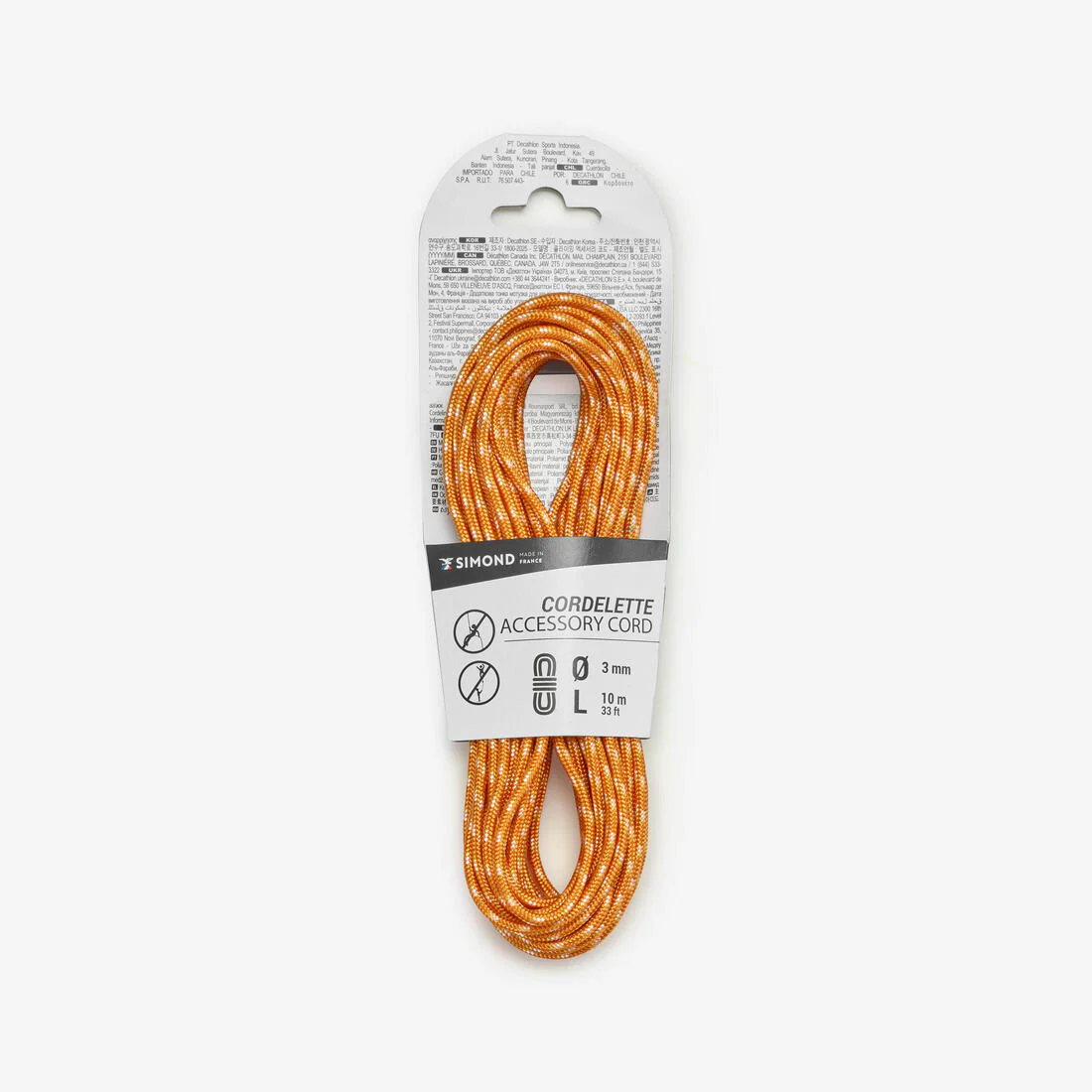 Cordino 3 mm Escalada y Alpinismo Simond 3 mm x 10 m Naranja