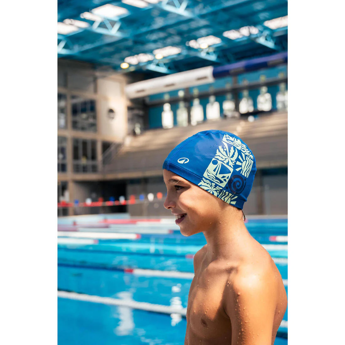 Gorro de Natación tela niños revestido silicona  Blanco estampado estrellas - Image 11