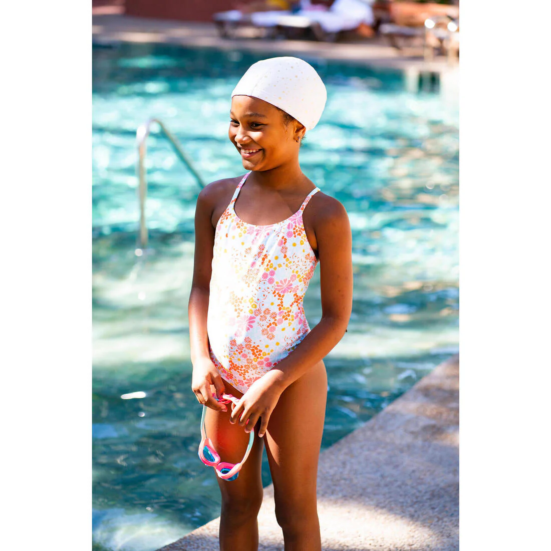 Gorro de Natación tela niños revestido silicona  Blanco estampado estrellas - Image 14