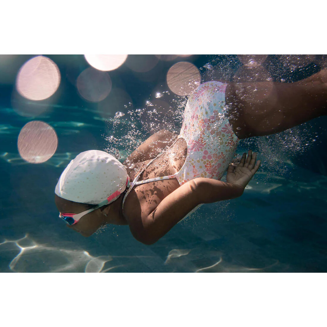 Gorro de Natación tela niños revestido silicona  Blanco estampado estrellas - Image 15